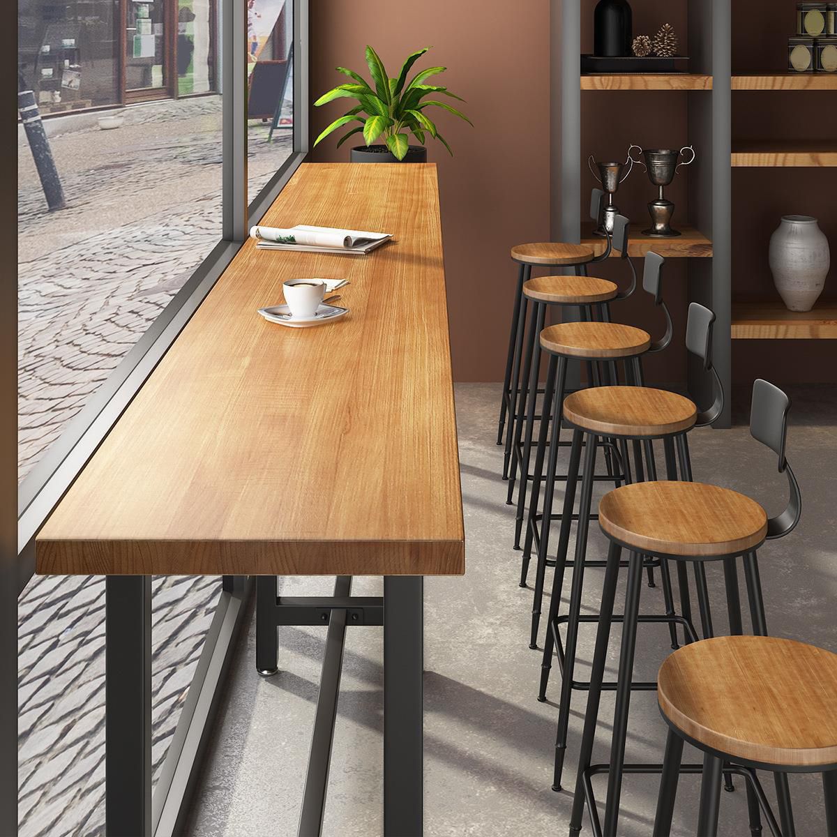 Industrial Bar Table Set 1/7 Pieces Solid Wood Rectangle Table and Stool Set Clearhalo 'Bar Furniture' 'furn' 'furn_home_bar_bar_sets' 'Furniture' 'Home Bars & Bar Sets' 'home_bar_bar_sets' 'Kitchen & Dining Furniture' 1200x1200_0a30859f-81dc-479c-b9c1-6aa6d21f34e5