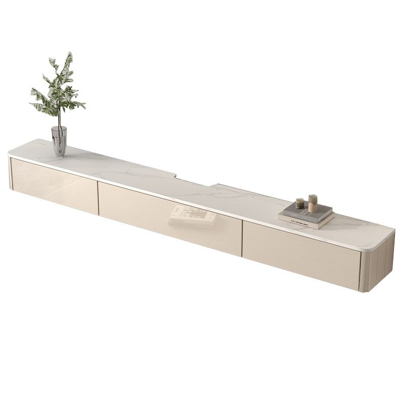 Console TV a parete moderna in legno con cassetti e porte, 9,5 "D x 7" H