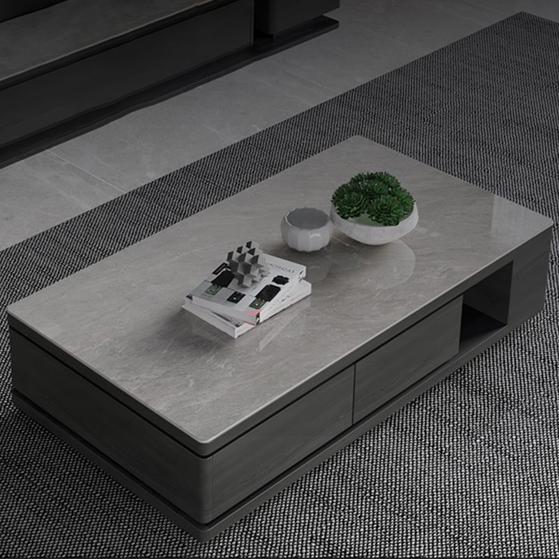 Modern Rectangle Coffee Table Set Espresso Wood Coffee Table with Drawers