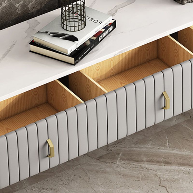 Scandinavian Style Stone TV Stand Enclosed Storage TV Console with Drawers