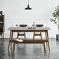 Gray Stone Top Dining Table Mid-Century Modern Table with 4 Wood Legs