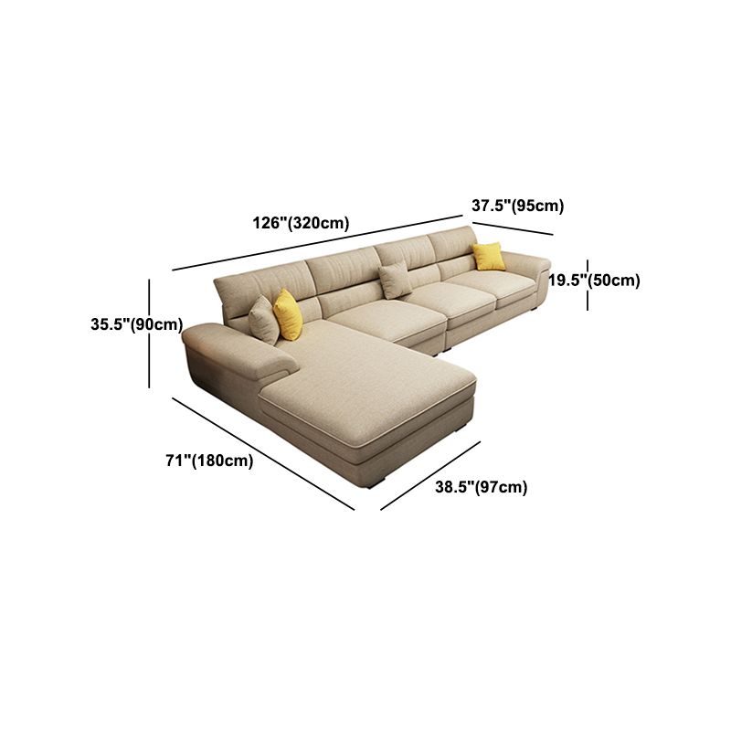 Pillow Top Arm Sofa & Chaise in Khaki Modern Fabric Sectional Clearhalo 'furn' 'furn_sectionals' 'Furniture' 'Living Room Furniture' 'Sectionals' 1200x1200_0a336ed7-80cd-471f-a37c-1f6c68ef379c