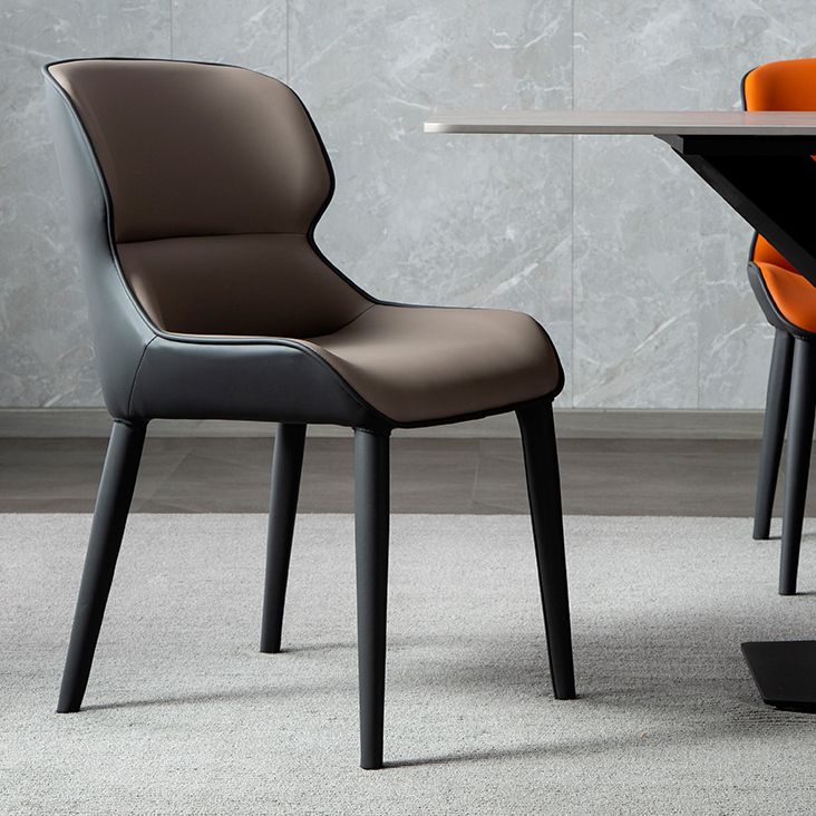Inicio Silla lateral moderna del ala de la ala Matte Sillas de comedor de cuero falso