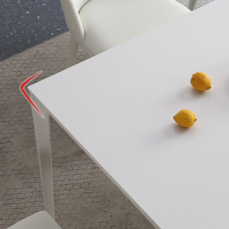 Modern Rectangle Dining Table Stone Top Table with Metal Base in White Clearhalo 'Dining Tables & Seating' 'Dining Tables' 'dining_table' 'Furniture' 'furniture_dining_table' 'Kitchen & Dining Furniture' 1200x1200_0a35d894-71ef-4a55-916f-4351fbaa27ac