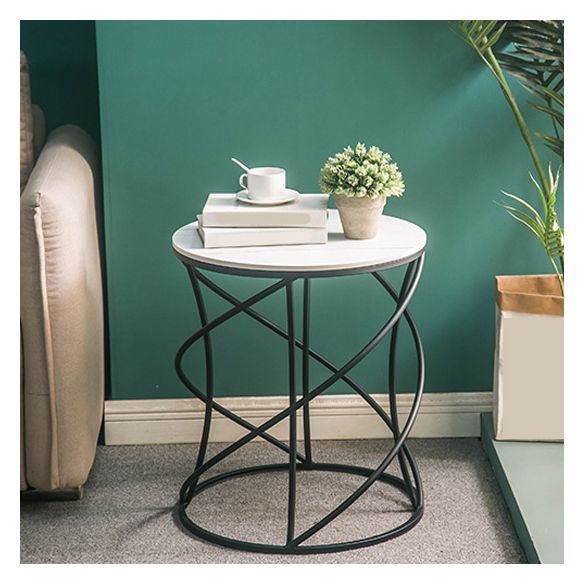 Modern Frame Slate End Table Round Minimalist Side End Table