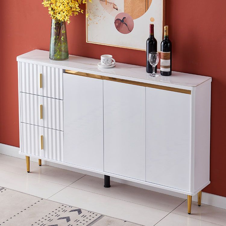 Stone in stile glam 34 "H sala da pranzo sideboard a 3 tradotto server buffet in bianco