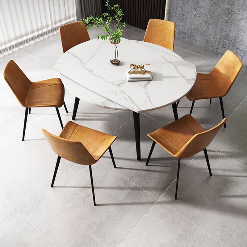 Modern Stone Round Table Standard Height Dining Table with 4 Legs Clearhalo 'Dining Tables & Seating' 'Dining Tables' 'dining_table' 'furn' 'furn_dining_table' 'Furniture' 'Kitchen & Dining Furniture' 1200x1200_0a37c0d8-f178-4f15-be51-a96e105240d5