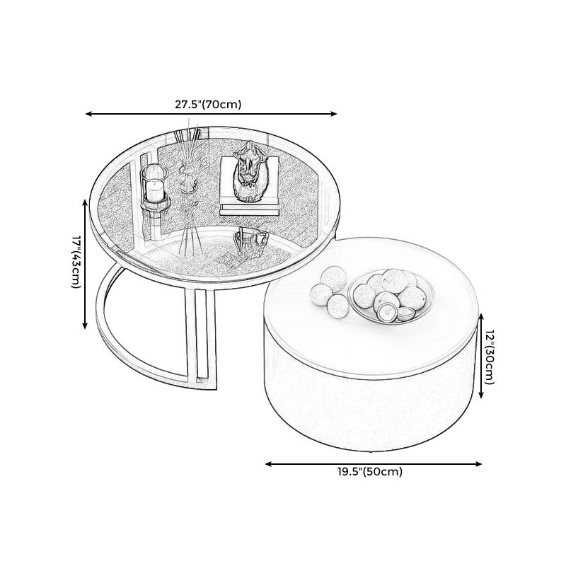 Modern Style Wooden&tempered Glass Top Circular Nested Coffee Table Clearhalo 'Coffee & Accent Tables' 'Coffee Tables' 'coffee_tables' 'furn' 'furn_coffee_tables' 'Furniture' 'furniture_coffee_tables' 'Living Room Furniture' 1200x1200_0a38068c-10f6-4666-b4b5-26de9051e5df