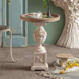 Round Solid Wood Side Table 24.8" Tall Pedestal Side End Snack Table