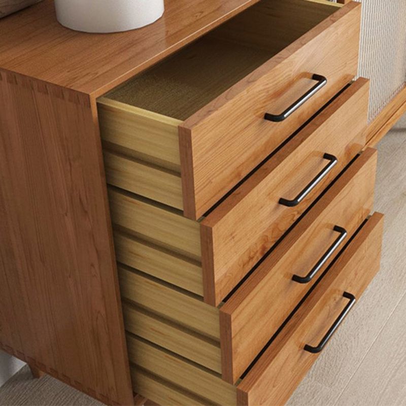 Estilo moderno Almacenamiento marrón Credenza Buffet Buffet de madera sólida con 4-Drawer