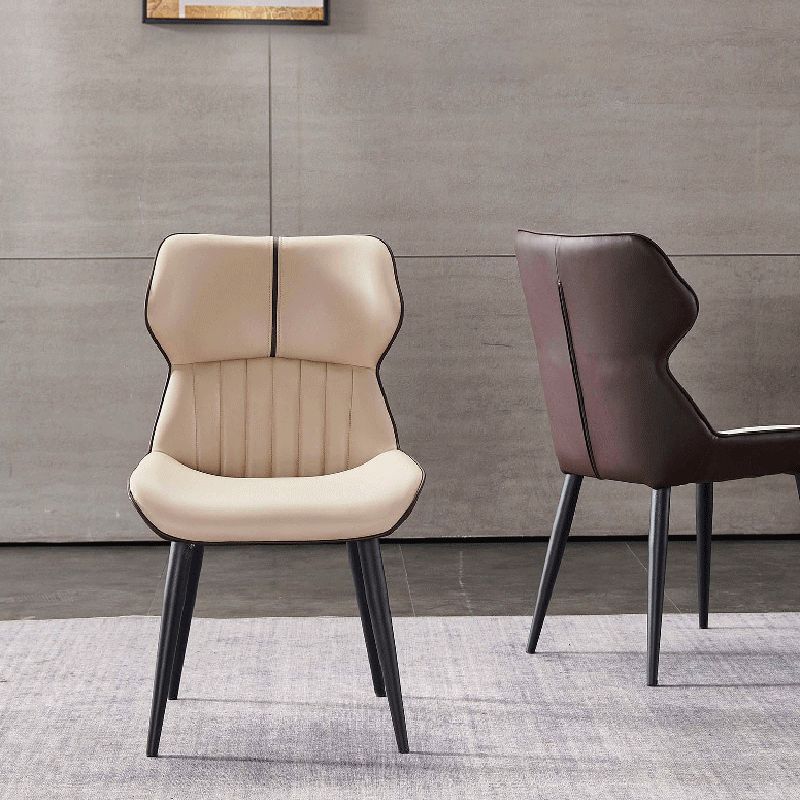 Contemporary Wingback Dining Side Chair Kitchen Leather Dining Chair Clearhalo ' kitchen&dining_furn' 'Dining Chairs' 'Dining Tables & Seating' 'dining_chair' 'furn' 'furn_dining_chair' 'Furniture' 'furniture_dining_chair' 'Kitchen & Dining Furniture' 'kitchen' 1200x1200_0a3ba61a-2c91-438b-b051-326b127ff6dd