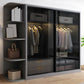 Contemporary Wood and Tempered Glass Wardrobe Freestanding Wardrobe Armoire without Light Clearhalo 'Armoires & Wardrobes' 'armoires_wardrobes' 'Bedroom Furniture' 'furn' 'furn_armoires_wardrobes' 'Furniture' 1200x1200_0a3c994c-b588-493b-a158-b91b31d9d7b0