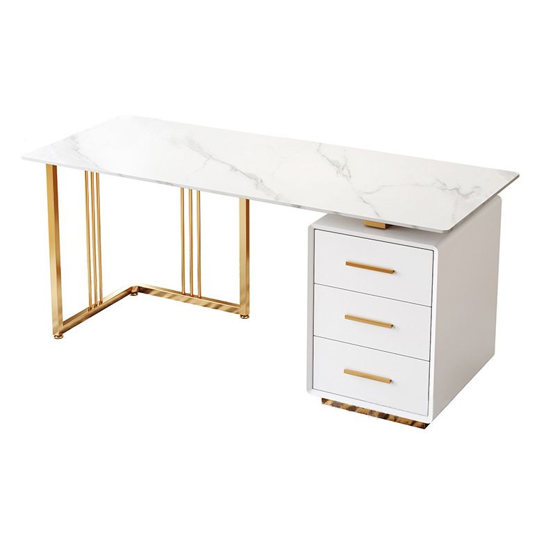 Glam Style Writing Desk Study Room Office Desk with 3-drawer Clearhalo 'Furniture' 'furniture_office_desk' 'Office Desks' 'Office Furniture' 'office_desk' 1200x1200_0a3e98f1-f789-4533-988e-4ffb345341b4