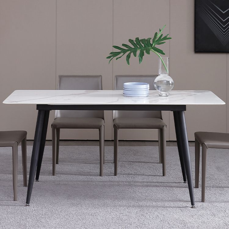 Industrial White Table for Restaurant Rectangle Dining Table with 4 Legs Clearhalo 'Dining Tables & Seating' 'Dining Tables' 'dining_table' 'furn' 'furn_dining_table' 'Furniture' 'Kitchen & Dining Furniture' 1200x1200_0a3eb233-fcef-4a90-a96c-daaf7ede2949