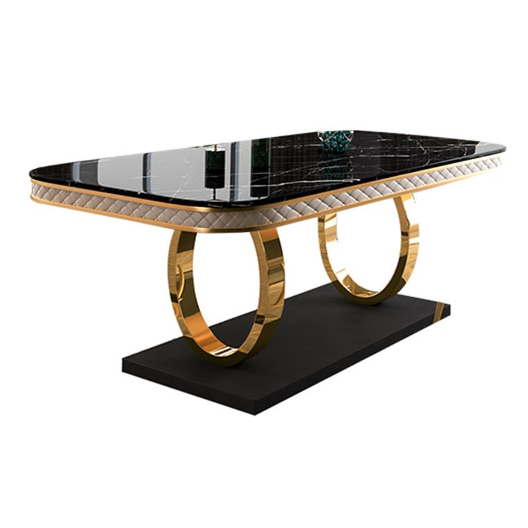 Luxury Sintered Stone Dining Table Rectangle Table with Gold Metal Pedestal Clearhalo ' dining_table' 'Dining Tables & Seating' 'Dining Tables' 'furn' 'furn_dining_table' 'Furniture' 'furniture_dining_table' 'Kitchen & Dining Furniture' 'kitchen&dining_furn' 'kitchen' 'kitchen_dining_table' 1200x1200_0a3f57aa-38da-47fc-8074-8bd9bb028ca6