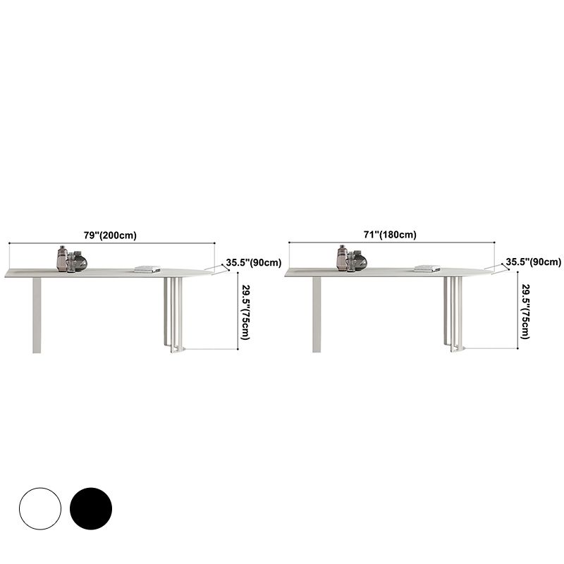 Irregular Sintered Stone Dining Table Modern Island Table with White/Black Double Pedestal Clearhalo ' dining_table' 'Dining Tables & Seating' 'Dining Tables' 'furn' 'furn_dining_table' 'Furniture' 'furniture_dining_table' 'Kitchen & Dining Furniture' 'kitchen&dining_furn' 'kitchen' 'kitchen_dining_table' 1200x1200_0a4021b0-2aec-4b61-a742-2e2080e5121f