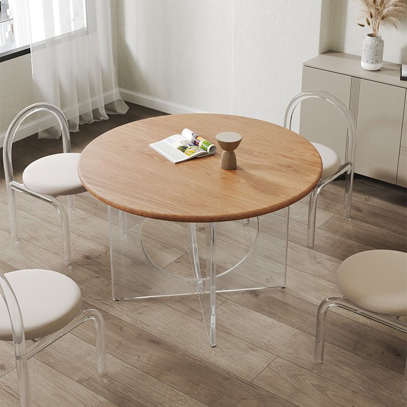 Solid Wood Top Dining Set 1/2/3/4/5 Pcs Kitchen Table and Chairs with Acrylic Frame Clearhalo 'Dining Room Sets' 'Dining Tables & Seating' 'dining_room_set' 'furn' 'furn_dining_room_set' 'Furniture' 'Kitchen & Dining Furniture' 1200x1200_0a411284-e076-4613-bee0-5b240da9edfb