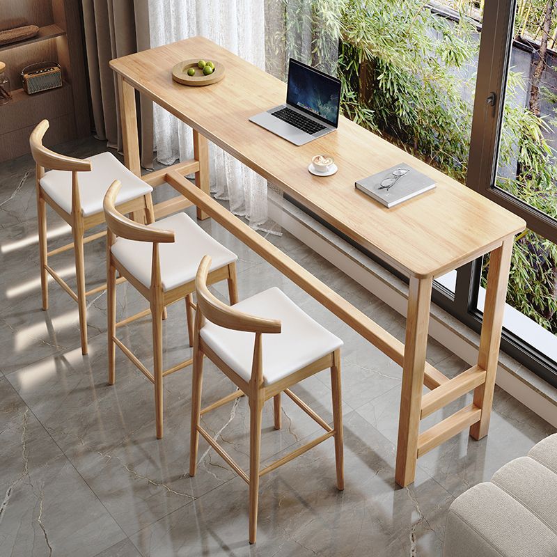 Modern Wood Bistro Bar Table Rectangle Footrest Bar Table for Home Clearhalo 'Bar Furniture' 'Bar Tables' 'bar_tables' 'furn' 'furn_bar_tables' 'Furniture' 'Kitchen & Dining Furniture' 1200x1200_0a415d83-eff6-46c1-90b0-d308eb9bbb16