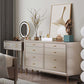 Contemporary Horizontal Double Dresser White/Silver Dresser with Storage for Home