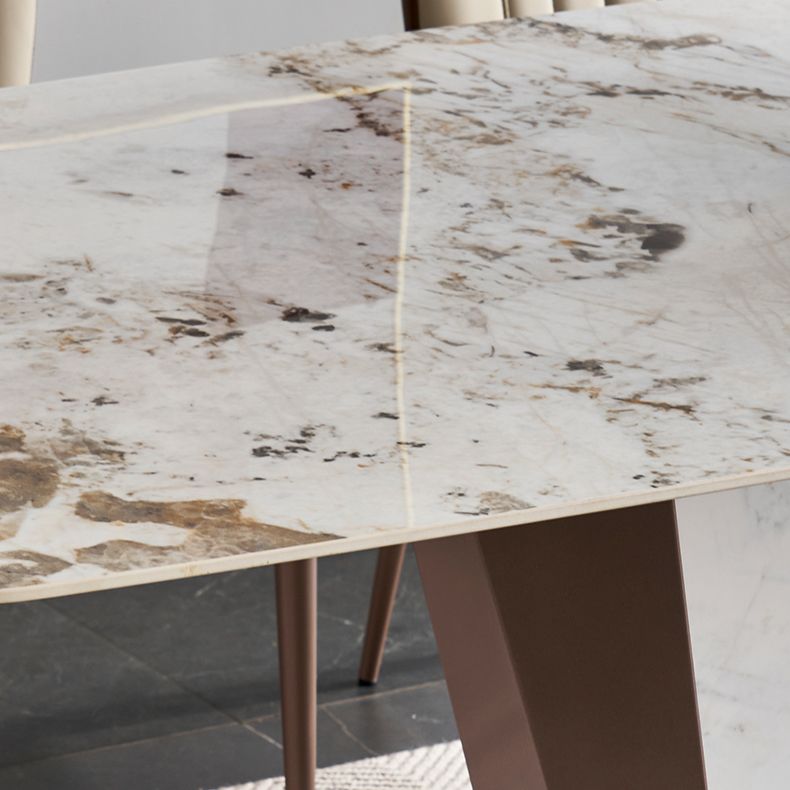 Glossy White Dining Table Set 1/4/5 Pieces Metal Base Table with Leather Chairs Clearhalo 'Dining Room Sets' 'Dining Tables & Seating' 'dining_room_set' 'furn' 'furn_dining_room_set' 'Furniture' 'Kitchen & Dining Furniture' 1200x1200_0a468a26-1d38-4acf-a12f-b8865d172b74