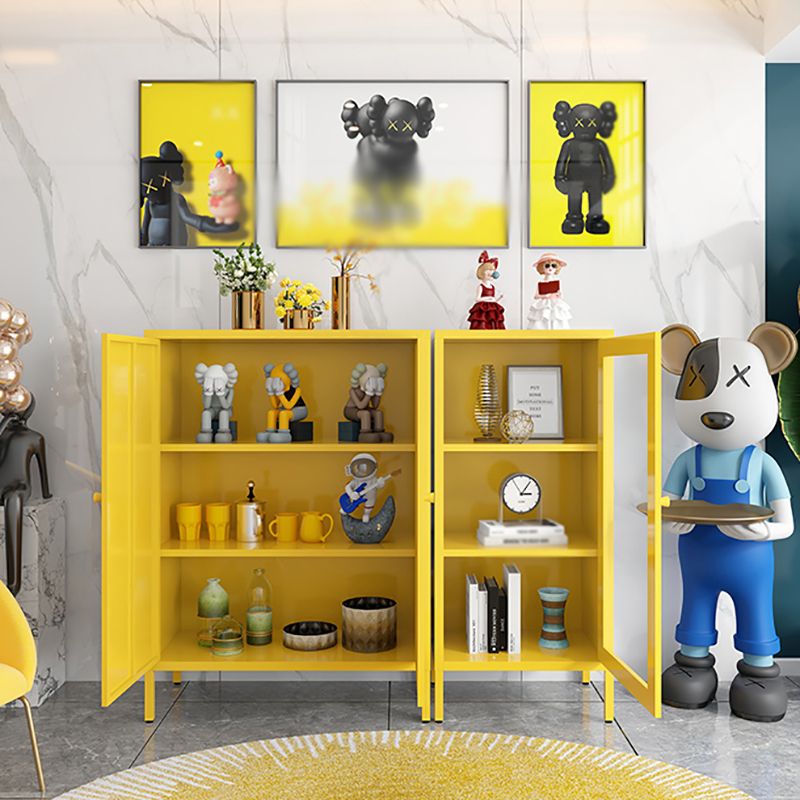 Steel Dining Room Sideboard Cabinet Modern Server Cabinet with Storage and Two Doors Clearhalo 'buffet_sideboard' 'Buffets & Sideboards' 'Furniture' 'furniture_buffet_sideboard' 'Kitchen & Dining Furniture' 1200x1200_0a46e1d7-d6d9-4de0-8cc8-538113ab8c88