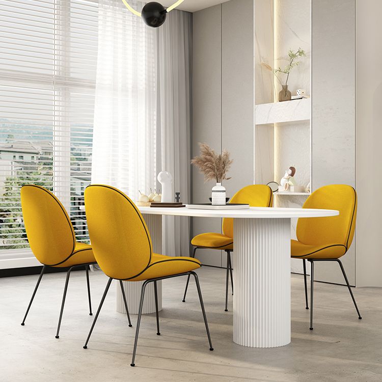 Oval Sintered Stone Dining Table Modern White-black Furniture with Double Pedestal Base Clearhalo 'Dining Tables & Seating' 'Dining Tables' 'dining_table' 'furn' 'furn_dining_table' 'Furniture' 'Kitchen & Dining Furniture' 1200x1200_0a476ff8-d7aa-4022-94ea-149b90b43f05