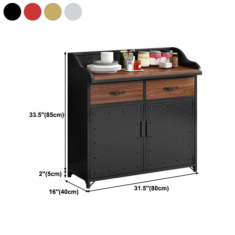 Contemporary Metal Dining Server Wood Countertop Server with Door and ...