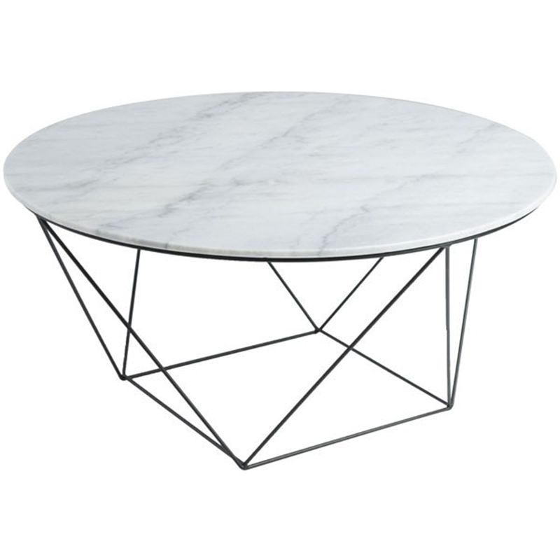 Frame Base Coffee Table Round Black/White Stone Cocktail Table Clearhalo 'Coffee & Accent Tables' 'Coffee Tables' 'coffee_tables' 'furn' 'furn_coffee_tables' 'Furniture' 'furniture_coffee_tables' 'Living Room Furniture' 1200x1200_0a485e8e-7044-4124-ada7-f858d92fedbb
