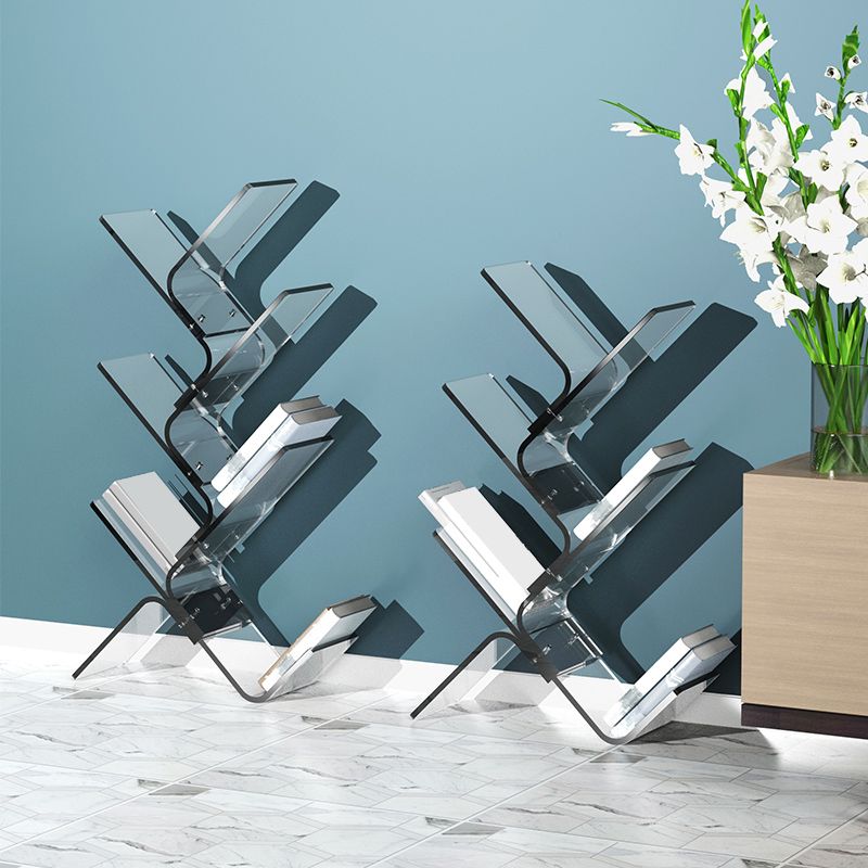 Modern Open Back Standard Bookshelf Acrylic Bookcase with Shelves for Study Room Clearhalo 'Bookcases' 'furn' 'furn_bookcases' 'Furniture' 'Office Furniture' 1200x1200_0a48605f-3204-41e5-8361-f0b4b2f89f03