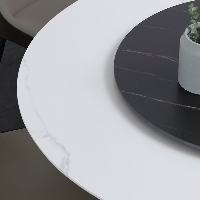 Modern Sintered Stone Dining Room Set with Round Top and Black Base Dining Furniture for Home Use Clearhalo 'Dining Room Sets' 'Dining Tables & Seating' 'dining_room_set' 'furn' 'furn_dining_room_set' 'Furniture' 'furniture_dining_room_set' 'Kitchen & Dining Furniture' 'kitchen&dining_furn' 'kitchen' 1200x1200_0a491997-b30b-4579-aa1c-a4e25e3f9a7e