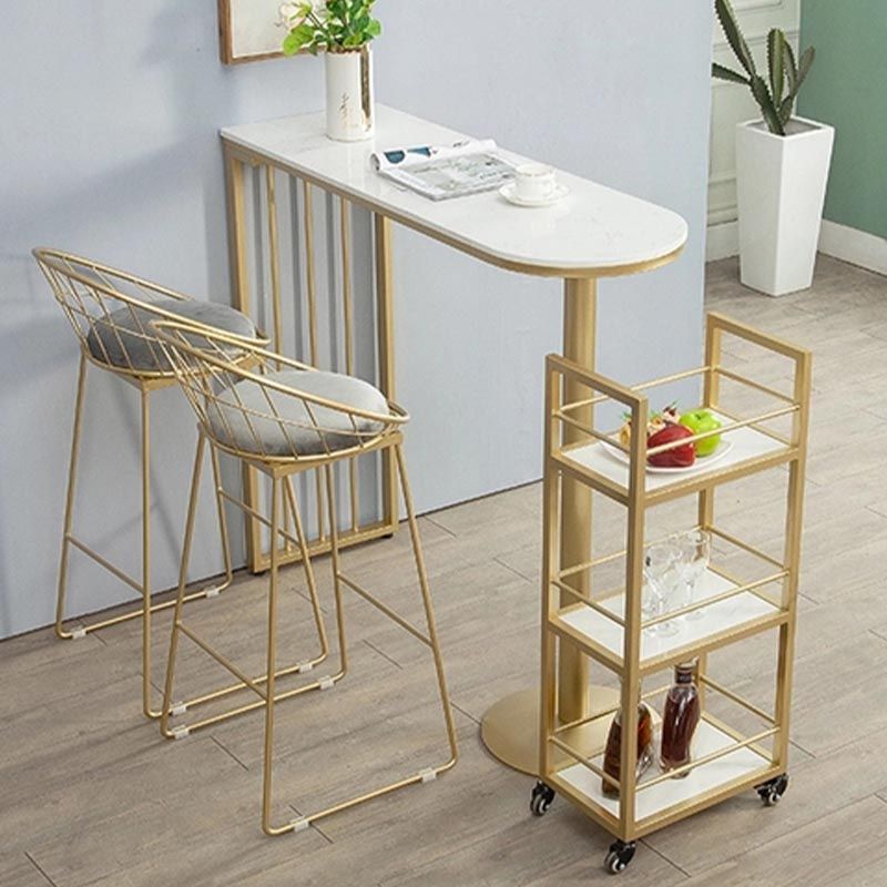 Glam Style Bar Table Faux Marble Bar Wine Table with Double pedestal Clearhalo 'Bar Furniture' 'Bar Tables' 'bar_tables' 'furn' 'furn_bar_tables' 'Furniture' 'Kitchen & Dining Furniture' 1200x1200_0a491c4a-1eb6-4ffc-8068-c9c25279624b