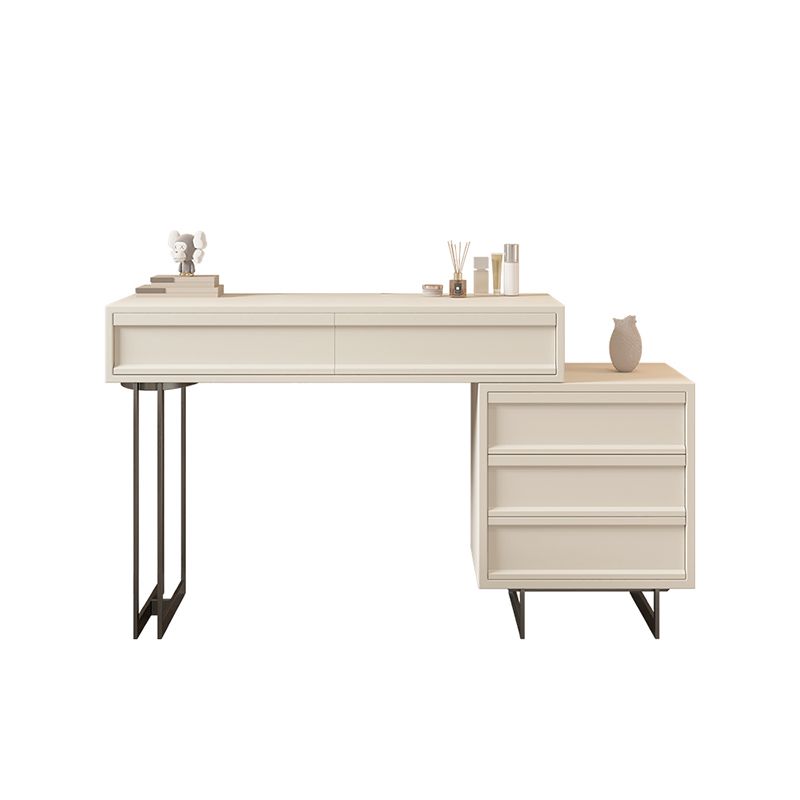 Contemporary Vanity Dressing Table in Beige with 2/5 Drawers