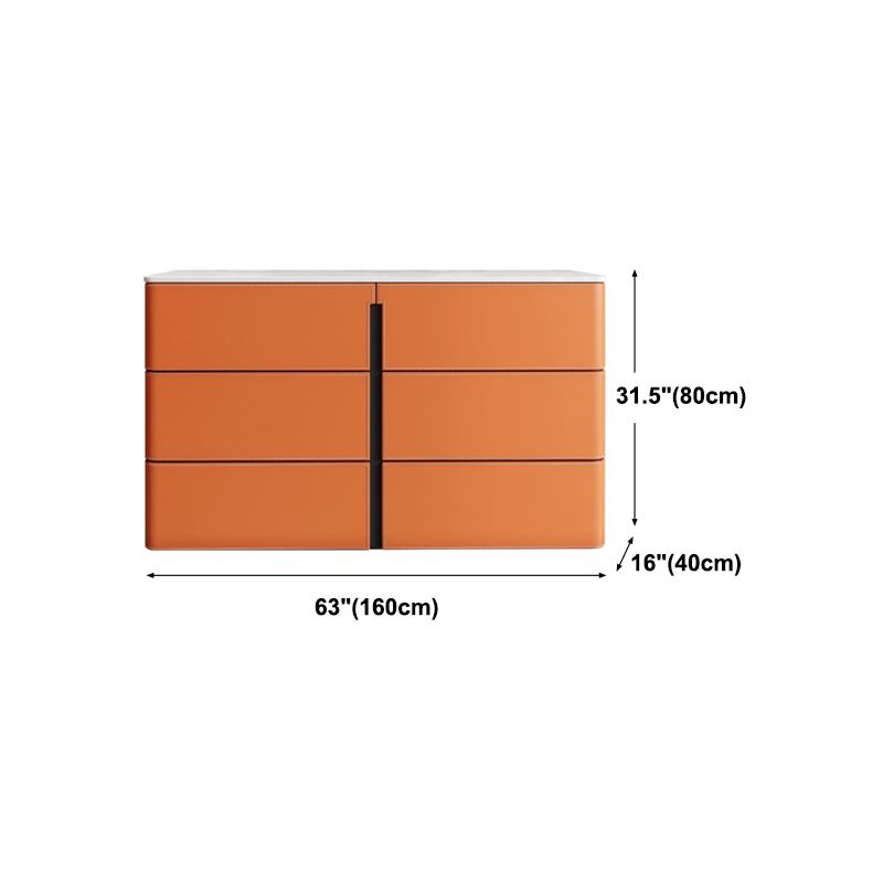 Stone and Wood Sideboard with Drawers Modern Buffet in Orange Clearhalo 'buffet_sideboard' 'Buffets & Sideboards' 'furn' 'furn_buffet_sideboard' 'Furniture' 'Kitchen & Dining Furniture' 1200x1200_0a496393-ab2b-4f82-8813-938824b0bfab