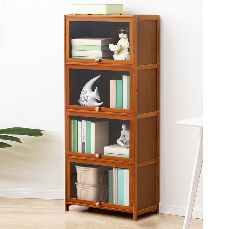 Brown Shelf Bookcase Door Standard Wood Bookcase for Home Office