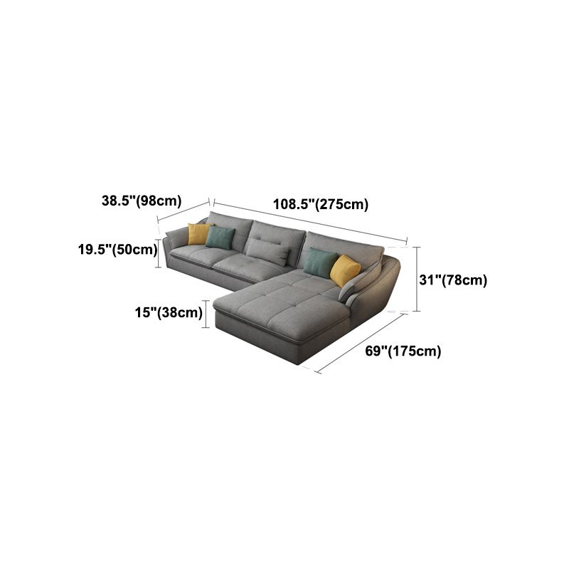 Contemporary Faux Leather Sectional L-Shape Stain-Resistant Dark Gray Sofa