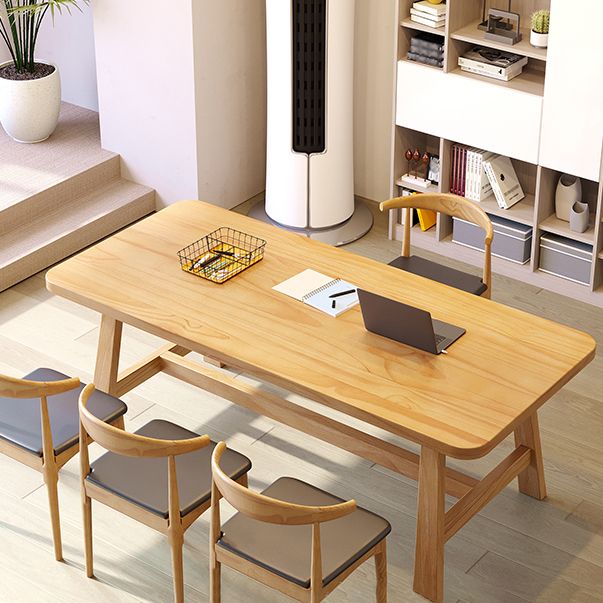 Modern Style Office Desk Solid Wood Trestle Writing Desk for Home Clearhalo 'furn' 'furn_office_desk' 'Furniture' 'Office Desks' 'Office Furniture' 'office_desk' 1200x1200_0a513273-870e-4819-8d03-38077ba41e04