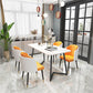 Modern Rectangle Dining Site Table Steel Double Pedestal Table with Stone Top Clearhalo 'Dining Tables & Seating' 'Dining Tables' 'dining_table' 'furn' 'furn_dining_table' 'Furniture' 'furniture_dining_table' 'Kitchen & Dining Furniture' 1200x1200_0a517147-7a25-4af2-872b-6bbe468a99ea