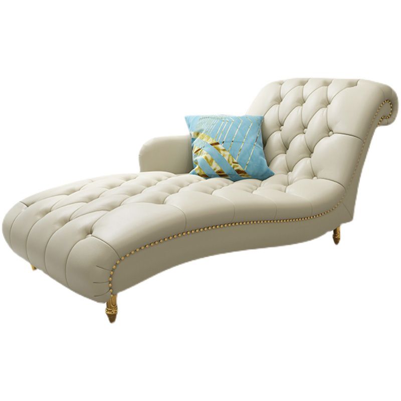Glam Genuine Leather Chaise Lounge Living Room Chaise with One Armed Clearhalo 'Chairs & Seating' 'Chaise Lounge' 'chaise_lounge' 'furn' 'furn_chaise_lounge' 'Furniture' 'Living Room Furniture' 1200x1200_0a52361a-4bd4-4083-ab15-78ff5fc6535f