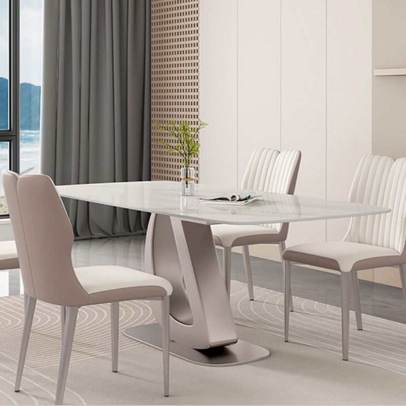 Glam eettafel, rechthoekige stenen eetkamertafel in wit