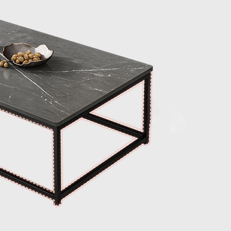 16.5 "H Moderne rechthoekige houten salontafel stalen frame accenttafel