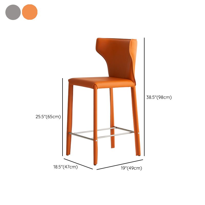 Tabourets de bar modernes sans accoudoirs à dossier bas en similicuir avec base en métal