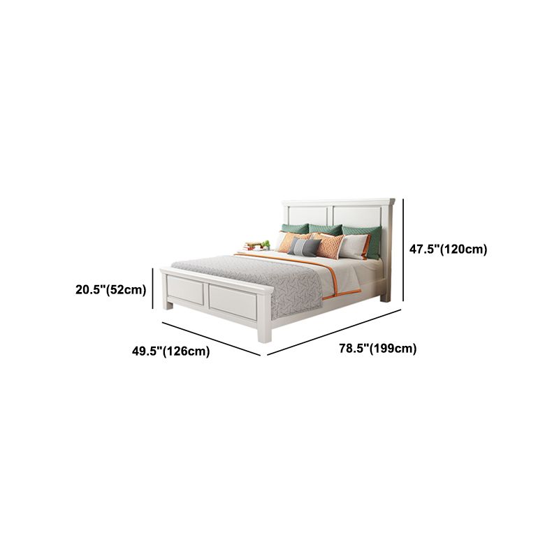 Cama estándar de madera blanca contemporánea con cabecera rectangular