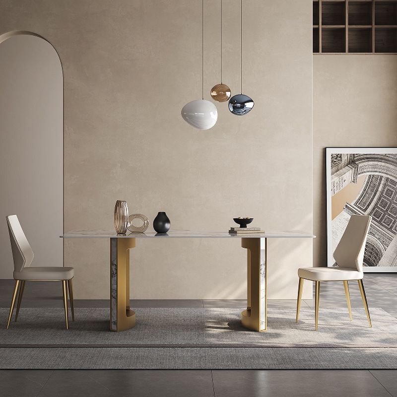 Glam Style Sintered Stone Dining Set Rectangle 1/2/3/5/7 Pieces Dining Set Clearhalo 'Dining Room Sets' 'Dining Tables & Seating' 'dining_room_set' 'furn' 'furn_dining_room_set' 'Furniture' 'Kitchen & Dining Furniture' 1200x1200_0a5a0eab-104c-4cfd-a015-0dff252efaaa