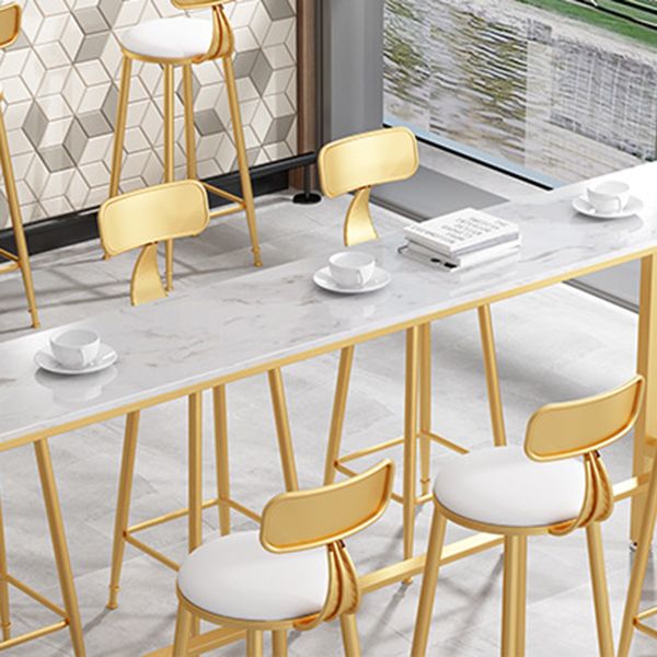 Glam Pub Tafel Bar Hoogte Rechthoek Bartafel met wit stenen blad