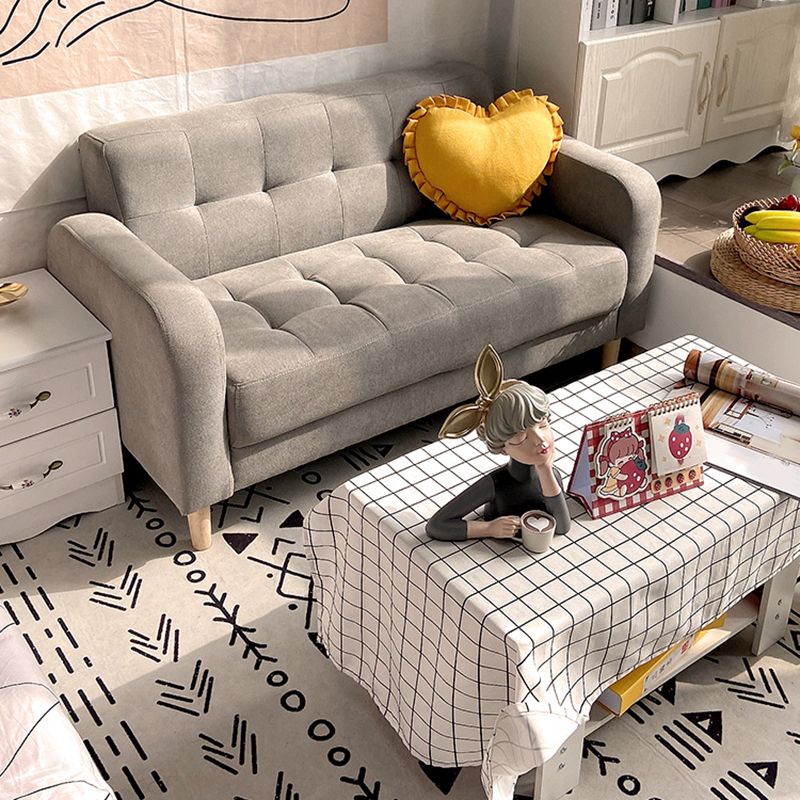 Tufted Fabric Sofa with Four Wooden Legs Square Tufted Sofa for Bonus Room Clearhalo 'furn' 'furn_sofas' 'Furniture' 'Living Room Furniture' 'Sofa' 'sofas' 1200x1200_0a5c1777-0ee3-4e32-8007-33f986f57e75