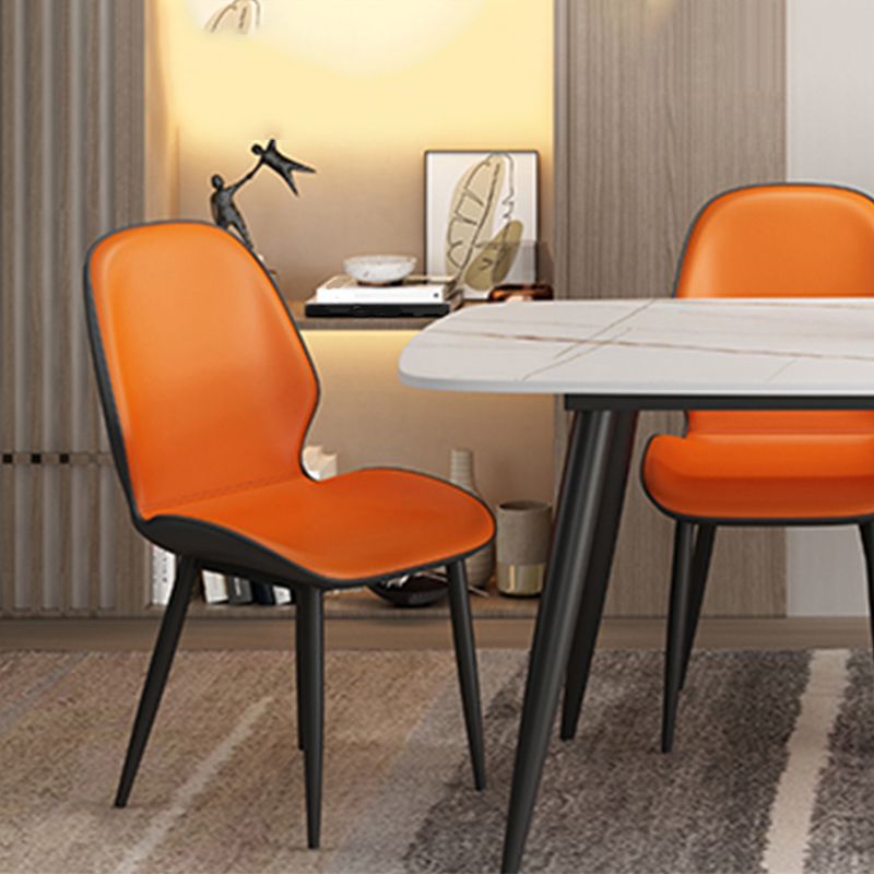 Contemporary Metal Dining Room Chairs PU Leather Dining Armless Chairs for Indoor Use Clearhalo ' kitchen&dining_furn' 'Dining Chairs' 'Dining Tables & Seating' 'dining_chair' 'furn' 'furn_dining_chair' 'Furniture' 'furniture_dining_chair' 'Kitchen & Dining Furniture' 'kitchen' 1200x1200_0a5c8e60-d5df-4516-a588-0be9f515e119