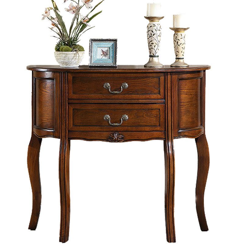 34.65" Tall 2-drawer Console Table Solid Wood Accent Table for Hall