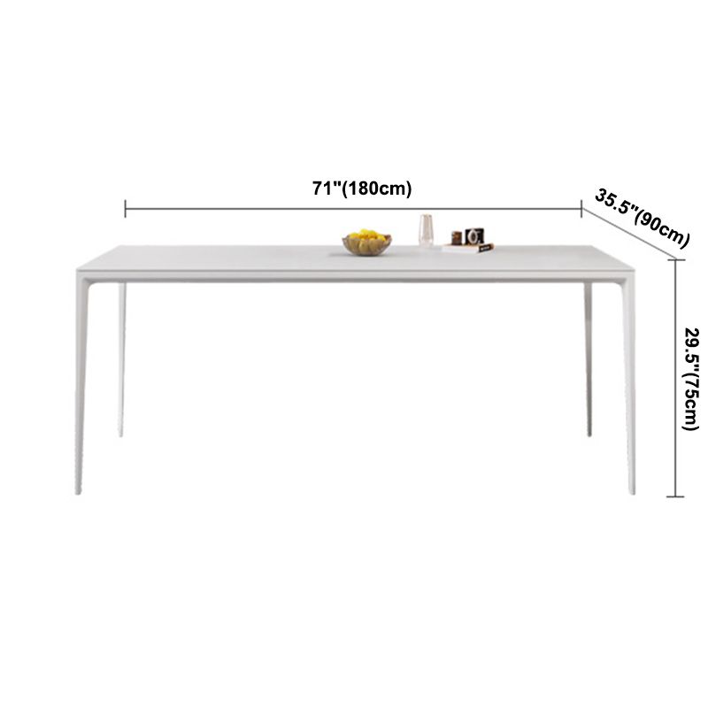 Modern Rectangle Dining Table Sintered Stone Dining Table with 4 White Legs for Home Kitchen Dinner Clearhalo ' dining_table' 'Dining Tables & Seating' 'Dining Tables' 'Furniture' 'furniture_dining_table' 'Kitchen & Dining Furniture' 'kitchen&dining_furn' 'kitchen' 'kitchen_dining_table' 1200x1200_0a6144f0-4d29-4cda-8f70-54739990ad93
