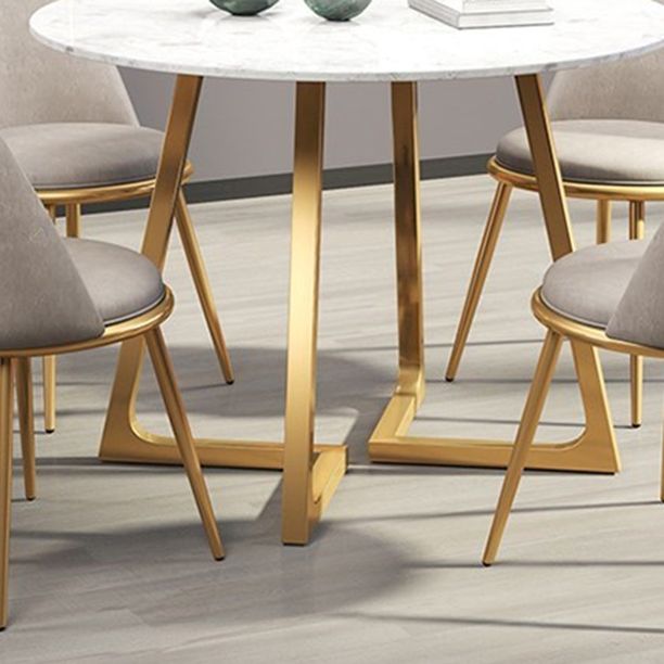 Glam 1/4/5/6 Pieces Dining Set Round Stone Dining Table for Dining Room Clearhalo 'Dining Room Sets' 'Dining Tables & Seating' 'dining_room_set' 'furn' 'furn_dining_room_set' 'Furniture' 'furniture_dining_room_set' 'Kitchen & Dining Furniture' 1200x1200_0a643acb-2e8e-4f02-8888-2f8907cb528a