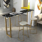 Glam Style Rectangle Stone Bar Tableau de 42 pouces Hauteur Gold Sled Piedstal Bistro Table